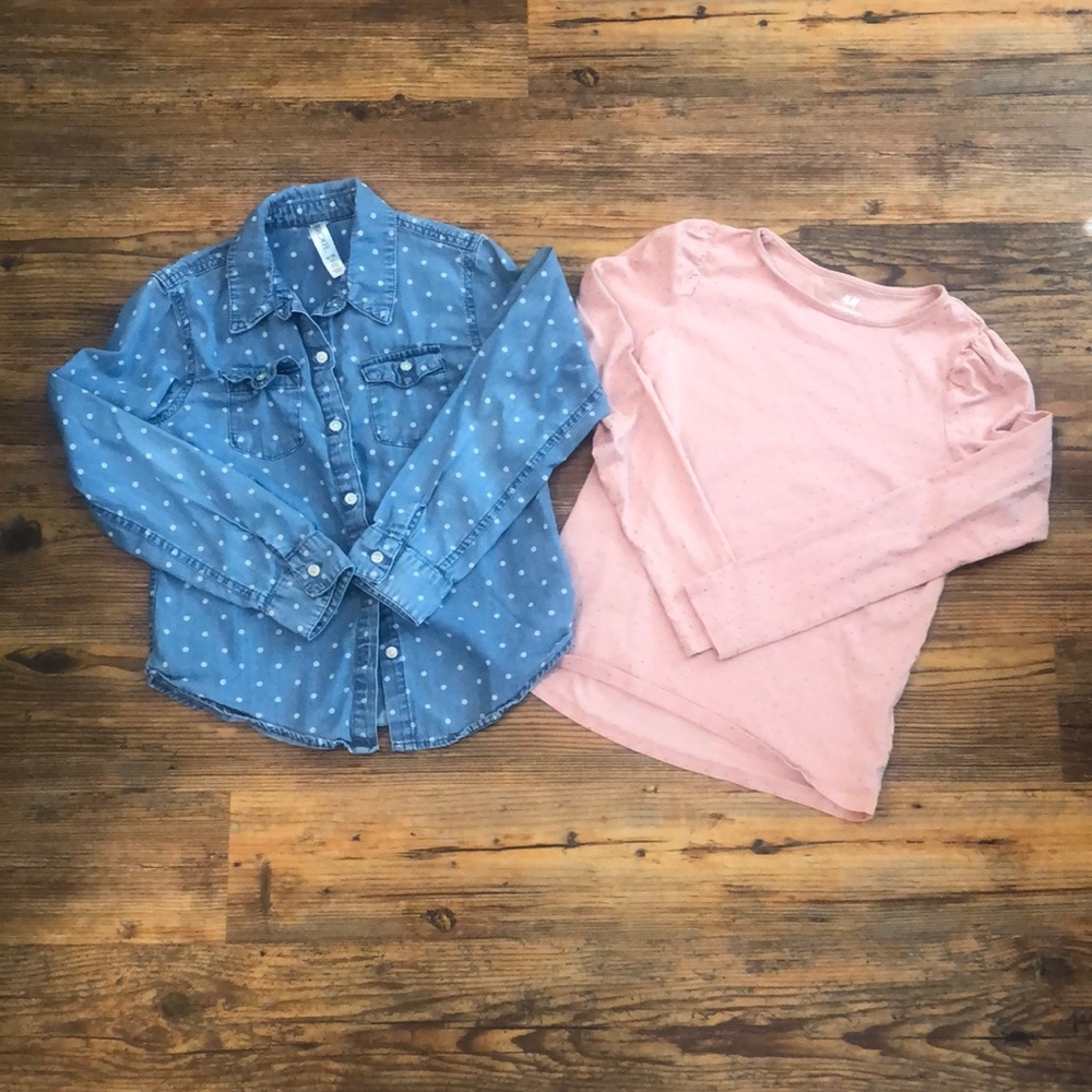 H&M & Cherokee l Two Polka Dot Long Sleeve Tops